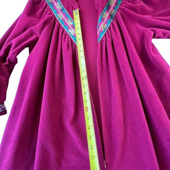 Vtg Vanity Fair Purple Velour Fleece Zip Robe Housecoat Pockets Embroidery Med - Picture 10 of 13